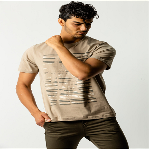 تیشرت آستین کوتاه یقه گرد تمام چاپ