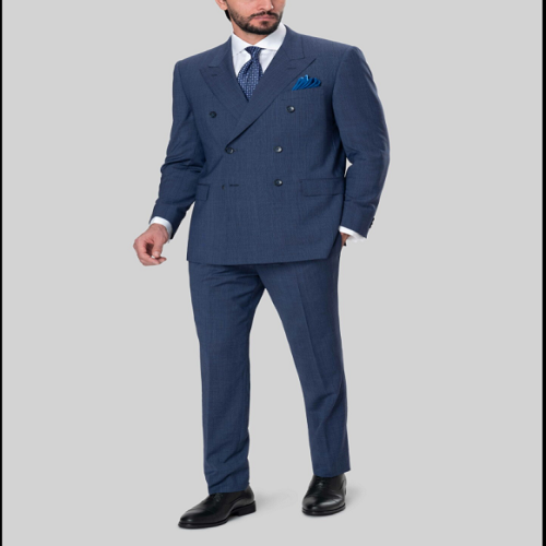 کت و شلوار دبل برست چهارخانه سرمه ای