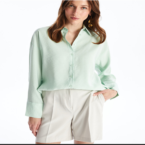 شومیز آستین بلند زنانه فیت راحت ال سی وایکیکی کلاسیک S4K136Z8 &ndash; FXS | LCWAIKIKI Classic